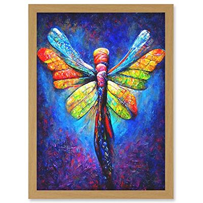 Doppelganger33 LTD Vibrant Neon Dragonfly Glowing Night Oil Painting Artwork Framed A3 Wall Art Print Doppelganger33 LTD Vibrant Neon Dragonfly Glowing Night Oil Painting Artwork Framed A3 Wall Art Print