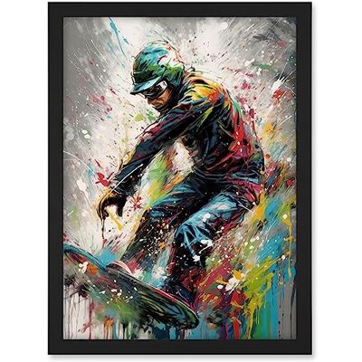 Artery8 Snowboarding Extreme Sport Athlete Paint Splat Artwork Framed A3 Wall Art Print Artery8 Snowboarding Extreme Sport Athlete Paint Splat Artwork Framed A3 Wall Art Print