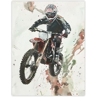 Artery8 Motocross Racer Sport Action Shot Watercolour Man Cave Extra Large XL Wall Art Poster Print Artery8 Motocross Racer Sport Action Shot Watercolour Man Cave Extra Large XL Wall Art Poster Print