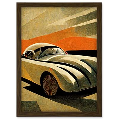 Doppelganger33 LTD Art Deco Vintage Sports Car Sunset Illustration Artwork Framed A3 Wall Art Print Doppelganger33 LTD Art Deco Vintage Sports Car Sunset Illustration Artwork Framed A3 Wall Art Print