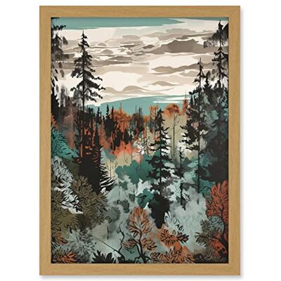 Artery8 Taiga Boreal Autumnal Colours Forest Landscape Artwork Framed A3 Wall Art Print Artery8 Taiga Boreal Autumnal Colours Forest Landscape Artwork Framed A3 Wall Art Print