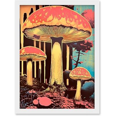Artery8 Red Mushroom Fungi Pink Blue Bright Psychedelic Nature Kitchen Artwork Framed A3 Wall Art Print Artery8 Red Mushroom Fungi Pink Blue Bright Psychedelic Nature Kitchen Artwork Framed A3 Wall Art Print