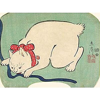 Fine Art Prints White Cat Playing String 1863 Utagawa Hiroshige Art Print Canvas Premium Wall Decor Poster Mural Fine Art Prints White Cat Playing String 1863 Utagawa Hiroshige Art Print Canvas Premium Wall Decor Poster Mural