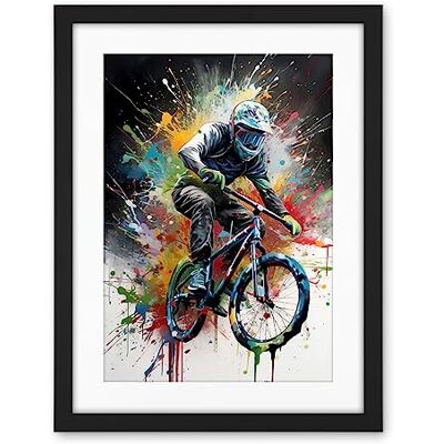 Artery8 Mountain Biking Extreme Sport Paint Splat Portrait Artwork Framed Wall Art Print 18X24 Inch Artery8 Mountain Biking Extreme Sport Paint Splat Portrait Artwork Framed Wall Art Print 18X24 Inch
