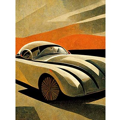 Doppelganger33 LTD Art Deco Vintage Sports Car Sunset Illustration Large Wall Art Poster Print Thick Paper 18X24 Inch Doppelganger33 LTD Art Deco Vintage Sports Car Sunset Illustration Large Wall Art Poster Print Thick Paper 18X24 Inch