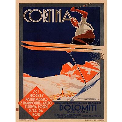 Wee Blue Coo Travel Winter Sport Skiing Cortina Italy Alpine Vintage Advert Art Print Poster Wall Decor 12X16 Inch Wee Blue Coo Travel Winter Sport Skiing Cortina Italy Alpine Vintage Advert Art Print Poster Wall Decor 12X16 Inch