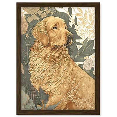 Artery8 Golden Retriever Dog in Nature Soft Pastel Colour Illustration Artwork Framed A3 Wall Art Print Artery8 Golden Retriever Dog in Nature Soft Pastel Colour Illustration Artwork Framed A3 Wall Art Print