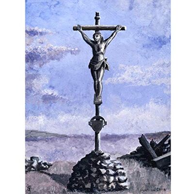 Artery8 War WWI JM Mont Des Cats Crucifix Sketch Painting Large XL Wall Art Canvas Print Artery8 War WWI JM Mont Des Cats Crucifix Sketch Painting Large XL Wall Art Canvas Print