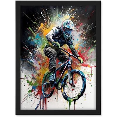 Artery8 Mountain Biking Extreme Sport Paint Splat Portrait Artwork Framed A3 Wall Art Print Artery8 Mountain Biking Extreme Sport Paint Splat Portrait Artwork Framed A3 Wall Art Print