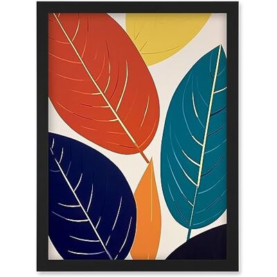 Artery8 Henri Matisse Style Leaves Linocut Painting Blue Yellow Orange Botanical Boho Leaf Artwork Framed Wall Art Print A4 Artery8 Henri Matisse Style Leaves Linocut Painting Blue Yellow Orange Botanical Boho Leaf Artwork Framed Wall Art Print A4
