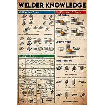 GOThDOThYE Welder Knowledge Metal Tin Sign Welding Joint Types Chart Wallart Artwork Poster Farm School Office People Cave Bedroom Livingroom Vintage Plaque Decoration GOThDOThYE Welder Knowledge Metal Tin Sign Welding Joint Types Chart Wallart Artwork Poster Farm School Office People Cave Bedroom Livingroom Vintage Plaque Decoration