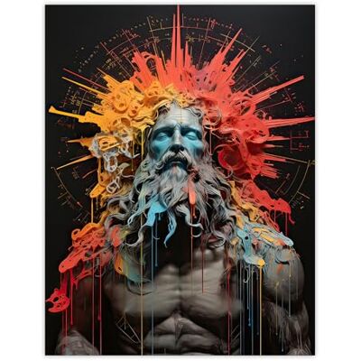 Artery8 Zeus God of Thunder Greek Mythology Conceptual Artwork Orange Pink Blue on Black Olympus God Crown Halo Mixed Media Extra Large XL Wall Art Poster Print Artery8 Zeus God of Thunder Greek Mythology Conceptual Artwork Orange Pink Blue on Black Olympus God Crown Halo Mixed Media Extra Large XL Wall Art Poster Print