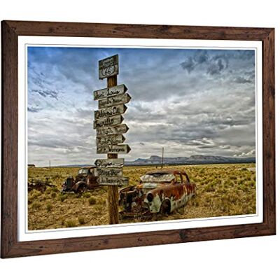 Big Box Art Framed Print of Route 66 Road Sign & Rusted Car Design Wall Art Picture Home Decor for Kitchen, Living Room, Bedroom, Hallway, Walnut, A2 / 24.5x18 Inch / 62x45cm Big Box Art Framed Print of Route 66 Road Sign & Rusted Car Design Wall Art Picture Home Decor for Kitchen, Living Room, Bedroom, Hallway, Walnut, A2 / 24.5x18 Inch / 62x45cm