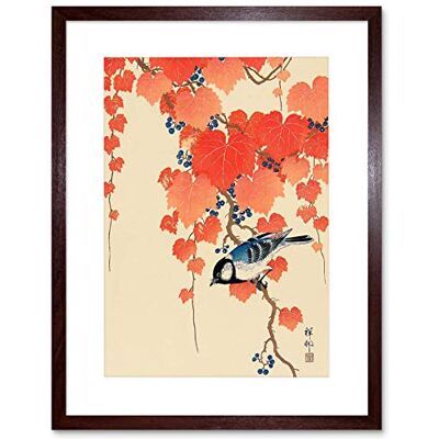 Wee Blue Coo Painting Japan Nature Bird Ivy Berry Shoson Ohara Framed Wall Art Print Wee Blue Coo Painting Japan Nature Bird Ivy Berry Shoson Ohara Framed Wall Art Print