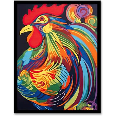 Artery8 Cockerel Rooster Chicken Hen Neon Colour Feathers Graphic Artwork Vibrant Bold Bright Colourful Painting Artwork Framed Wall Art Print A4 Artery8 Cockerel Rooster Chicken Hen Neon Colour Feathers Graphic Artwork Vibrant Bold Bright Colourful Painting Artwork Framed Wall Art Print A4