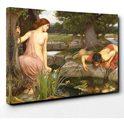 Big Box Art John William Waterhouse Echo and Narcissus Canvas Print Gallery Wrapped 30mm Frame Wall Art 24x16 inches Ready to Hang Modern Picture Living Room Bedroom Lounge Office Big Box Art John William Waterhouse Echo and Narcissus Canvas Print Gallery Wrapped 30mm Frame Wall Art 24x16 inches Ready to Hang Modern Picture Living Room Bedroom Lounge Office