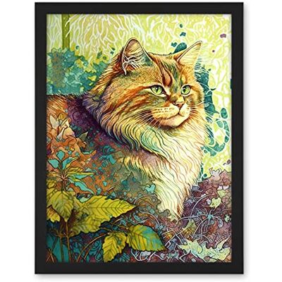 Artery8 Siberian Cat in Nature Vibrant Colourful Modern Portrait Illustration Artwork Framed Wall Art Print 18X24 Inch Artery8 Siberian Cat in Nature Vibrant Colourful Modern Portrait Illustration Artwork Framed Wall Art Print 18X24 Inch