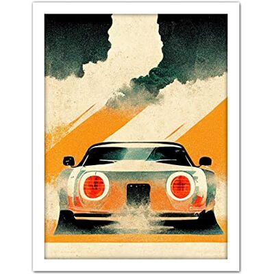 Doppelganger33 LTD Japanese Sports Car Vintage Vector Yellow Silver Black Artwork Framed Wall Art Print 18X24 Inch Doppelganger33 LTD Japanese Sports Car Vintage Vector Yellow Silver Black Artwork Framed Wall Art Print 18X24 Inch