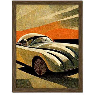 Doppelganger33 LTD Art Deco Vintage Sports Car Sunset Illustration Artwork Framed Wall Art Print 18X24 Inch Doppelganger33 LTD Art Deco Vintage Sports Car Sunset Illustration Artwork Framed Wall Art Print 18X24 Inch