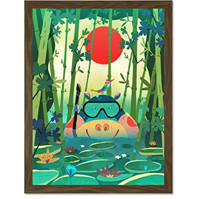 Wee Blue Coo Jungle Animals Hippo Wall Large Framed Art Print Poster Wall Decor 18x24 inch Wee Blue Coo Jungle Animals Hippo Wall Large Framed Art Print Poster Wall Decor 18x24 inch