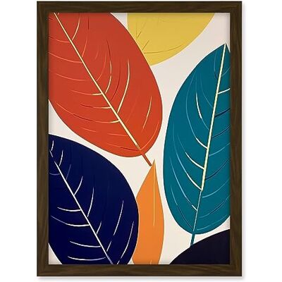 Artery8 Henri Matisse Style Leaves Linocut Painting Blue Yellow Orange Botanical Boho Leaf Artwork Framed A3 Wall Art Print Artery8 Henri Matisse Style Leaves Linocut Painting Blue Yellow Orange Botanical Boho Leaf Artwork Framed A3 Wall Art Print