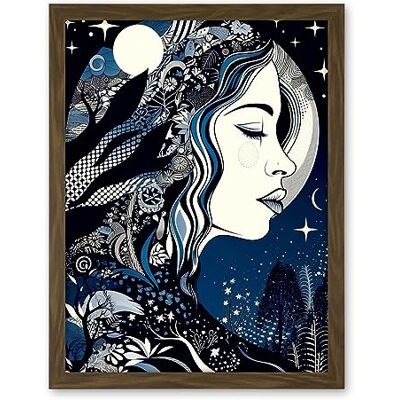 Artery8 New Moon Goddess Winter Moonlit Witchy Forest Starry Night Mother Nature Boho Patterns Artwork Framed Wall Art Print 18X24 Inch Artery8 New Moon Goddess Winter Moonlit Witchy Forest Starry Night Mother Nature Boho Patterns Artwork Framed Wall Art Print 18X24 Inch