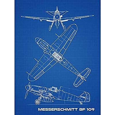 Artery8 Messerschmitt Bf 109 German Fighter Plane Blueprint Art Print Canvas Premium Wall Decor Poster Mural Artery8 Messerschmitt Bf 109 German Fighter Plane Blueprint Art Print Canvas Premium Wall Decor Poster Mural