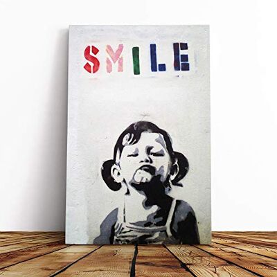 Big Box Art Banksy Smile Graffiti Wall Art Canvas Print Gallery Wrapped 30mm Frame Wall Decor 30x20 inches Ready to Hang Pop Art Picture Living Room Bedroom Lounge Office Big Box Art Banksy Smile Graffiti Wall Art Canvas Print Gallery Wrapped 30mm Frame Wall Decor 30x20 inches Ready to Hang Pop Art Picture Living Room Bedroom Lounge Office