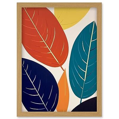 Artery8 Henri Matisse Style Leaves Linocut Painting Blue Yellow Orange Botanical Boho Leaf Artwork Framed Wall Art Print A4 Artery8 Henri Matisse Style Leaves Linocut Painting Blue Yellow Orange Botanical Boho Leaf Artwork Framed Wall Art Print A4
