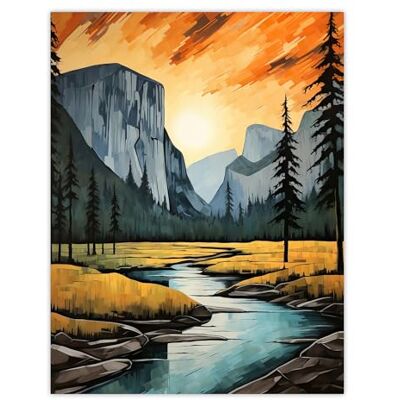 Artery8 Yosemite National Park Vibrant Artwork Sunset Over El Capitan Extra Large XL Wall Art Poster Print Artery8 Yosemite National Park Vibrant Artwork Sunset Over El Capitan Extra Large XL Wall Art Poster Print