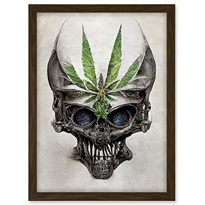 Doppelganger33 LTD Alien Skull With Marijuana Leaf Colour Pencil Illustration Artwork Framed A3 Wall Art Print Doppelganger33 LTD Alien Skull With Marijuana Leaf Colour Pencil Illustration Artwork Framed A3 Wall Art Print