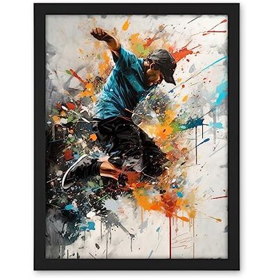 Artery8 Parkour Jump Urban Sport Paint Splat Action Shot Artwork Framed Wall Art Print 18X24 Inch Artery8 Parkour Jump Urban Sport Paint Splat Action Shot Artwork Framed Wall Art Print 18X24 Inch