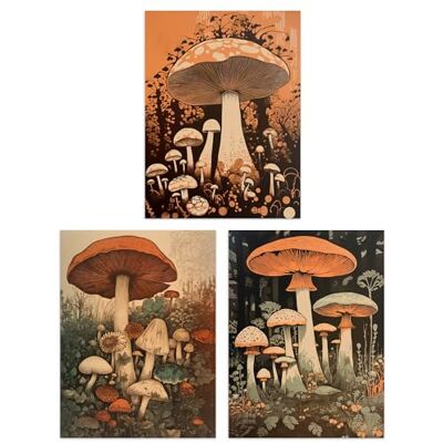 Artery8 Set of 3 Botanical Fungi Mushroom Paintings Earthy Flora Fauna Nature Unframed Wall Art Living Room Poster Prints Pack Artery8 Set of 3 Botanical Fungi Mushroom Paintings Earthy Flora Fauna Nature Unframed Wall Art Living Room Poster Prints Pack