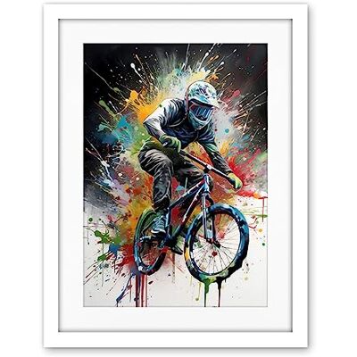 Artery8 Mountain Biking Extreme Sport Paint Splat Portrait Artwork Framed Wall Art Print 18X24 Inch Artery8 Mountain Biking Extreme Sport Paint Splat Portrait Artwork Framed Wall Art Print 18X24 Inch