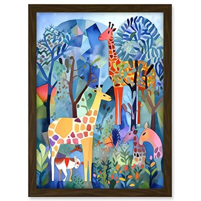 Artery8 Grazing Animals Folk Art Watercolour Painting Artwork Framed A3 Wall Art Print Artery8 Grazing Animals Folk Art Watercolour Painting Artwork Framed A3 Wall Art Print