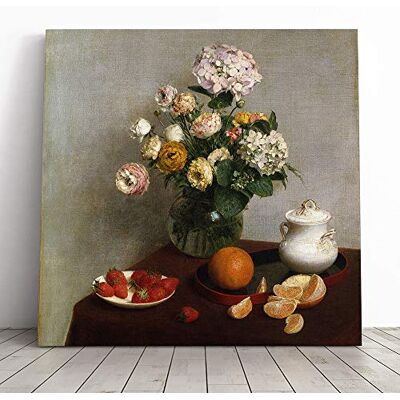 Big Box Art Canvas Print Wall Art Henri Fantin-Latour Still Life Fruit with Flowers (6) Mounted & Stretched Box Frame Picture Home Decor for Kitchen, Living Room, Bedroom, Muli-Colour, 14x14 Inch Big Box Art Canvas Print Wall Art Henri Fantin-Latour Still Life Fruit with Flowers (6) Mounted & Stretched Box Frame Picture Home Decor for Kitchen, Living Room, Bedroom, Muli-Colour, 14x14 Inch