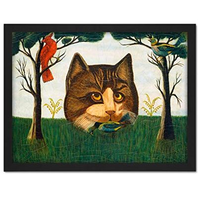 Fine Art Prints Birds Trees Surreal American The Cat Naive Painting Large Framed Art Print Poster Wall Decor 18x24 in Fine Art Prints Birds Trees Surreal American The Cat Naive Painting Large Framed Art Print Poster Wall Decor 18x24 in