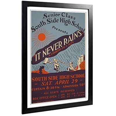 Big Box Art Framed Print of Vintage WPA Poster It Never Rains Design Wall Art Picture Home Decor for Kitchen, Living Room, Bedroom, Hallway, Black, A2 / 24.5x18 Inch / 62x45cm Big Box Art Framed Print of Vintage WPA Poster It Never Rains Design Wall Art Picture Home Decor for Kitchen, Living Room, Bedroom, Hallway, Black, A2 / 24.5x18 Inch / 62x45cm