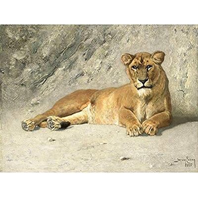 Artery8 Van Essen Lioness Resting Big Cat Painting Art Print Canvas Premium Wall Decor Poster Mural Artery8 Van Essen Lioness Resting Big Cat Painting Art Print Canvas Premium Wall Decor Poster Mural