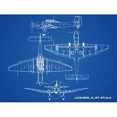 Artery8 Junkers Ju 87 Stuka Aircraft Plane Blueprint Plan Premium Wall Art Canvas Print 18X24 Inch Artery8 Junkers Ju 87 Stuka Aircraft Plane Blueprint Plan Premium Wall Art Canvas Print 18X24 Inch
