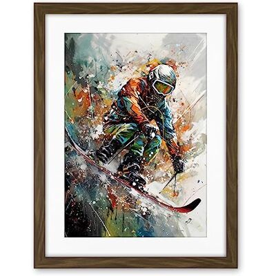 Artery8 Skier Skiing Winter Sport Paint Splat Painting Artwork Framed Wall Art Print 18X24 Inch Artery8 Skier Skiing Winter Sport Paint Splat Painting Artwork Framed Wall Art Print 18X24 Inch
