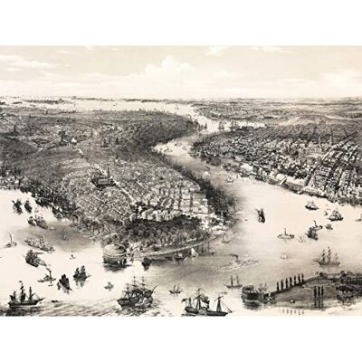 Artery8 Map Bachmann 1851 Birds Eye View New York Brooklyn Art Print Canvas Premium Wall Decor Poster Mural Artery8 Map Bachmann 1851 Birds Eye View New York Brooklyn Art Print Canvas Premium Wall Decor Poster Mural