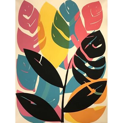 Artery8 Henri Matisse Style Leaves Linocut Pink Yellow Blue Botanical Bright Boho Leaf Extra Large XL Wall Art Poster Print Artery8 Henri Matisse Style Leaves Linocut Pink Yellow Blue Botanical Bright Boho Leaf Extra Large XL Wall Art Poster Print