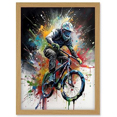Artery8 - Mountain Biking Paint Splat Portrait - Light Oak - Wall Art Print Artery8 - Mountain Biking Paint Splat Portrait - Light Oak - Wall Art Print