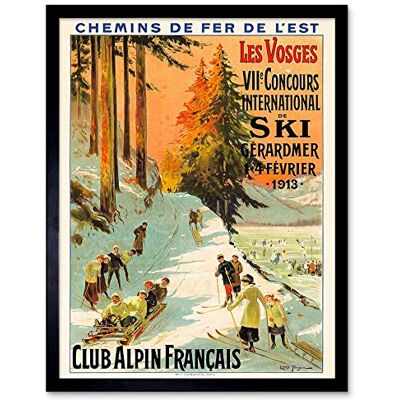 Wee Blue Coo Advert Ski Contest Vosges France Alpine Club Winter Sport Art Print Framed Poster Wall Decor 12X16 Inch Wee Blue Coo Advert Ski Contest Vosges France Alpine Club Winter Sport Art Print Framed Poster Wall Decor 12X16 Inch