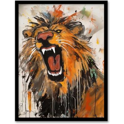 Artery8 The Circus Lion Roars Painting By Tom Jones Artwork Framed Wall Art Print 18X24 Inch Artery8 The Circus Lion Roars Painting By Tom Jones Artwork Framed Wall Art Print 18X24 Inch