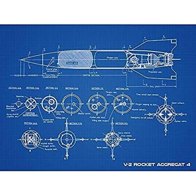 Artery8 V-2 Rocket Aggregat 4 Ballistic Missile Blueprint Plan Art Print Canvas Premium Wall Decor Poster Mural Artery8 V-2 Rocket Aggregat 4 Ballistic Missile Blueprint Plan Art Print Canvas Premium Wall Decor Poster Mural