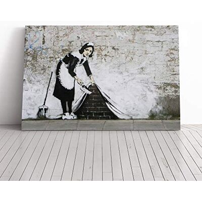 Big Box Art Banksy Maid Sweeping Graffiti Wall Art Canvas Print Gallery Wrapped 30mm Frame Wall Decor 30x20 inches Ready to Hang Pop Art Picture Living Room Bedroom Lounge Office Big Box Art Banksy Maid Sweeping Graffiti Wall Art Canvas Print Gallery Wrapped 30mm Frame Wall Decor 30x20 inches Ready to Hang Pop Art Picture Living Room Bedroom Lounge Office