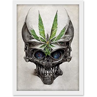 Doppelganger33 LTD Alien Skull With Marijuana Leaf Colour Pencil Illustration Artwork Framed A3 Wall Art Print Doppelganger33 LTD Alien Skull With Marijuana Leaf Colour Pencil Illustration Artwork Framed A3 Wall Art Print