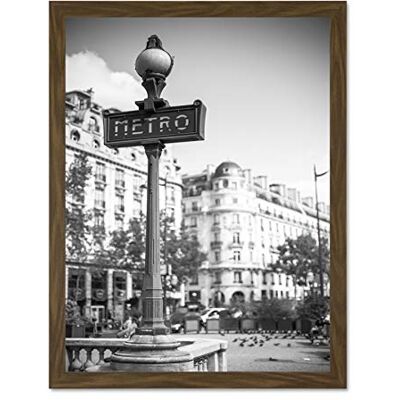 Wee Blue Coo Landmark Retro Metro Sign Paris France Black White Large Framed Art Print Poster Wall Decor 18x24 inch Wee Blue Coo Landmark Retro Metro Sign Paris France Black White Large Framed Art Print Poster Wall Decor 18x24 inch